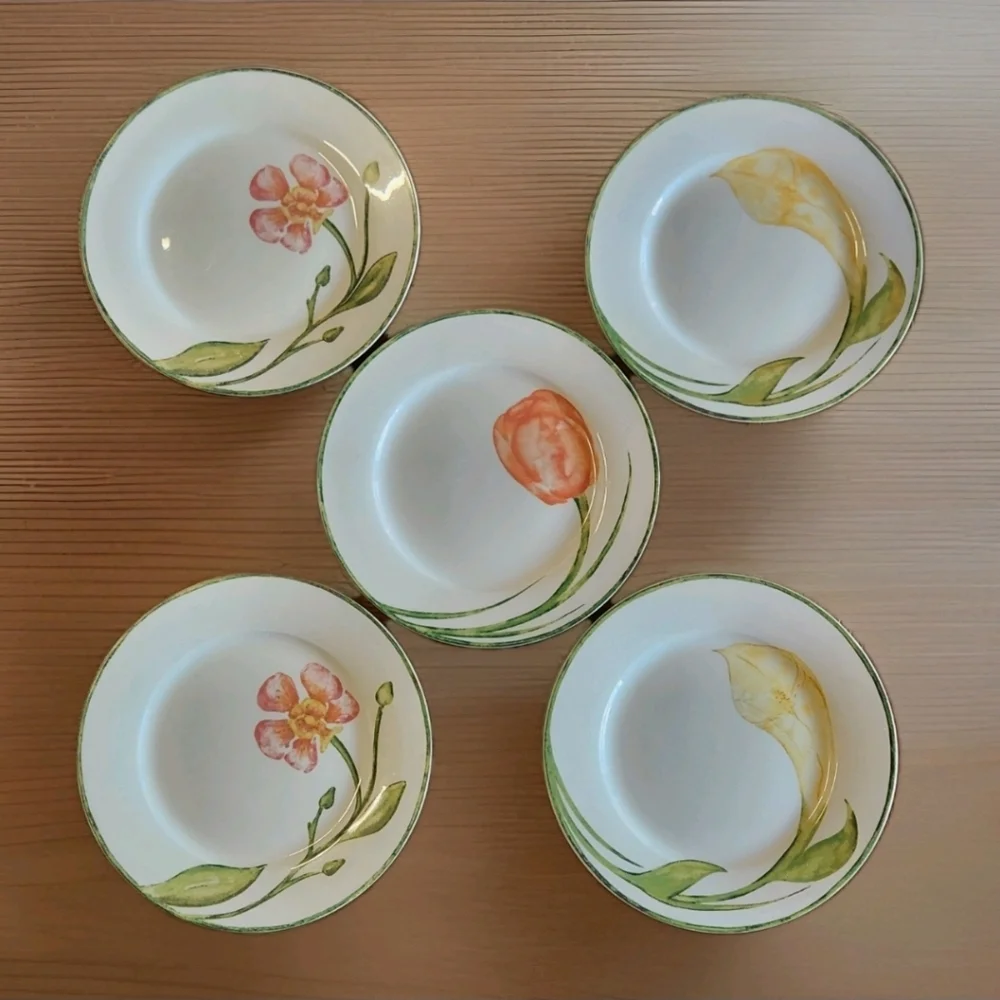 Vintage Pier 1 Floral Salad Plates Set of 5 | Cottagecore Garden Brunch